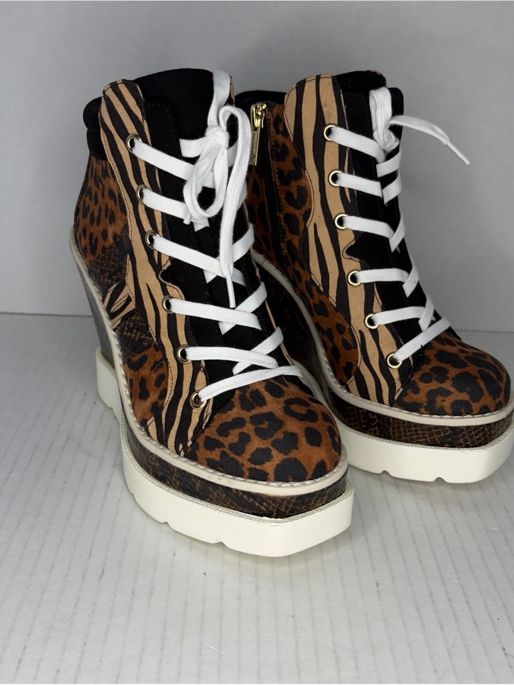 Jessica Simpson Leopard & Zebra Print Lace-Up Platform Boots
